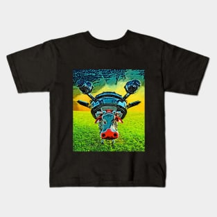 Cool cow with UFO on lawn Kids T-Shirt